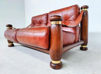 Italian Mid Century Modern Seating Set in Cognac Leather