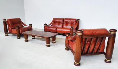 Italian Mid Century Modern Seating Set in Cognac Leather