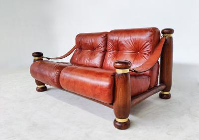 Italian Mid Century Modern Seating Set in Cognac Leather