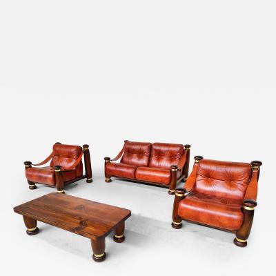 Italian Mid Century Modern Seating Set in Cognac Leather