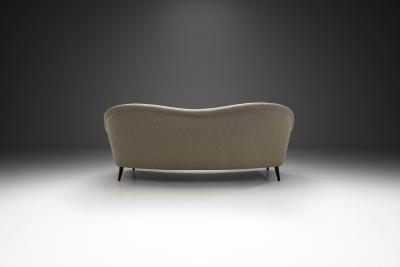 Italian Mid Century Modern Sofa with Stained Wood Legs Italy ca 1950s