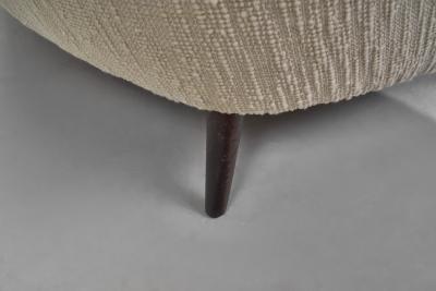 Italian Mid Century Modern Sofa with Stained Wood Legs Italy ca 1950s