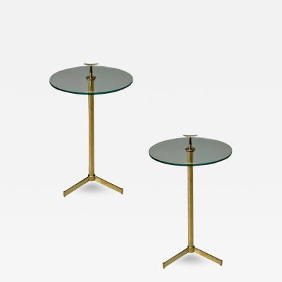 Italian Mid Century Modern Style Martini Side Tables Brass Glass