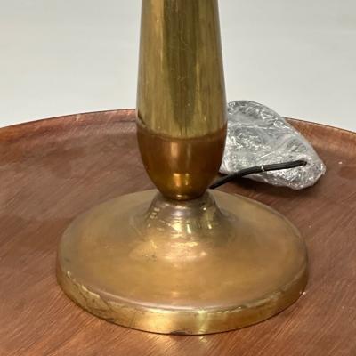 Italian Mid Century Modern Table Lamp Enameled Shades Patinated Brass 1960s