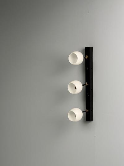 Italian Mid Century Modern Three Light Wall Sconce Painted Metal Glass 1950s