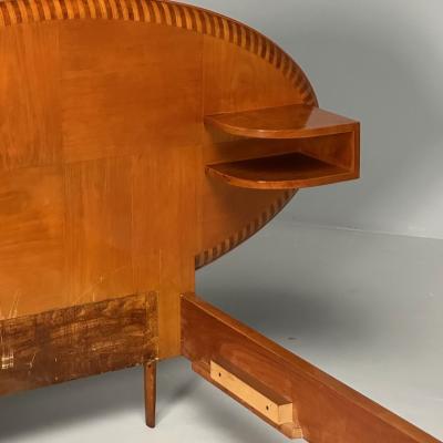 Italian Mid Century Modern Twin Bed with Shelf Marquetry Italy 1950s
