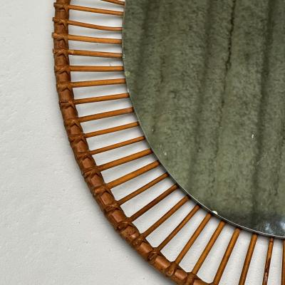 Italian Mid Century Modern Wall Mirror Bamboo Cane Rattan Italy 1960s