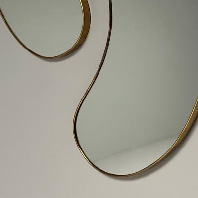 Italian Mid Century Modern Wall Mirrors Organic Form Brass Italy 1950s