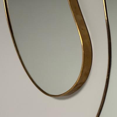 Italian Mid Century Modern Wall Mirrors Organic Form Brass Italy 1950s