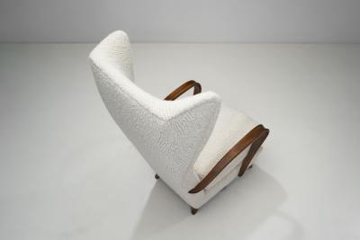 Italian Mid Century Modern Wingback Chairs in Boucl Italy 1950s
