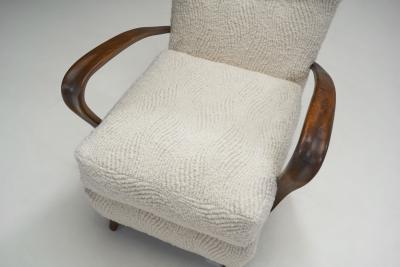 Italian Mid Century Modern Wingback Chairs in Boucl Italy 1950s