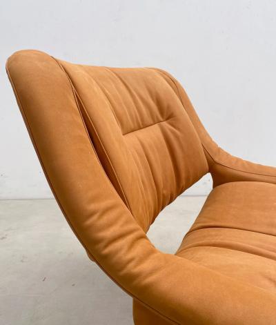 Italian Mid Century Orange Lounge Chair Ottoman