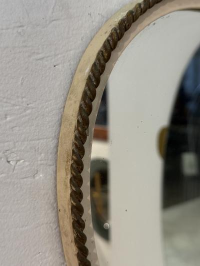 Italian Mid Century Organic Wall Mirror with Rope 1960s