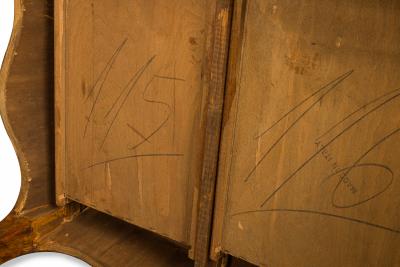 Italian Mid Century Oyster Burl Cabriole Leg Writing Table