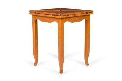 Italian Mid Century Oyster Burl Flip Top Game Table