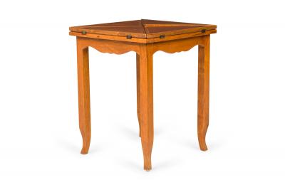 Italian Mid Century Oyster Burl Flip Top Game Table