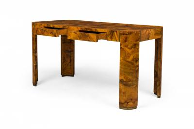 Italian Mid Century Oyster Burl Radius Form Writing Desk
