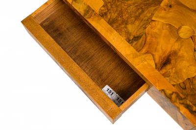 Italian Mid Century Oyster Burl Radius Form Writing Desk