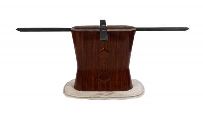 Italian Mid Century Parchment and Rosewood Dining Table