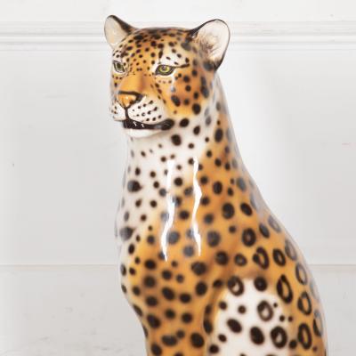Italian Mid Century Porcelain Cheetah Statue