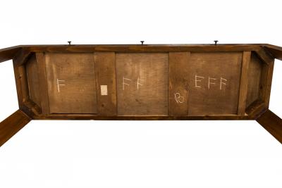 Italian Mid Century Rectangular 3 Drawer Oyster Burl Console Table
