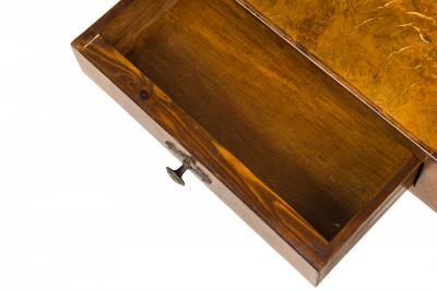 Italian Mid Century Rectangular 3 Drawer Oyster Burl Console Table