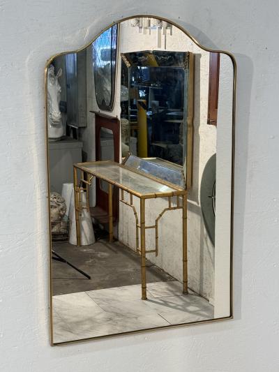 Italian Mid Century Rectangular Mirror with Arched Top 1950s
