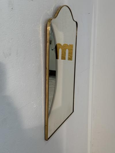 Italian Mid Century Rectangular Mirror with Arched Top 1950s