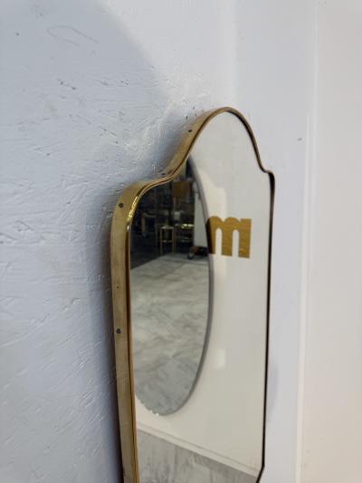 Italian Mid Century Rectangular Mirror with Arched Top 1950s