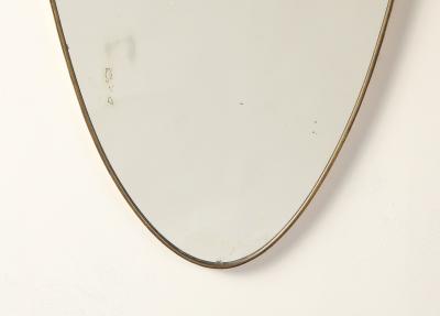 Italian Mid Century Shield Form Brass Mirror with Shell Crest circa 1950