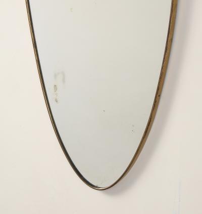 Italian Mid Century Shield Form Brass Mirror with Shell Crest circa 1950