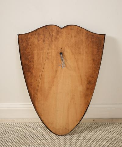 Italian Mid Century Shield Form Brass Mirror with Shell Crest circa 1950