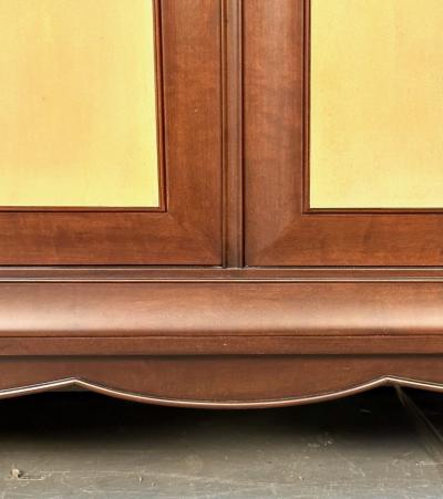 Italian Mid Century Sideboard Credenza Cabinet Parchment Mahogany 1950s