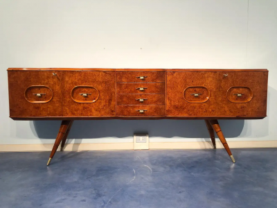 Italian Mid Century Sideboard Honey Color in Birch Wood 1950s