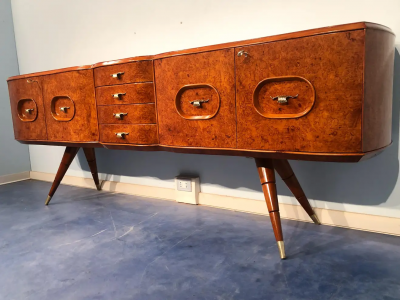 Italian Mid Century Sideboard Honey Color in Birch Wood 1950s