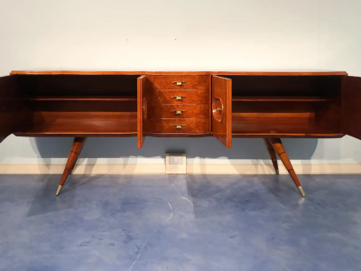 Italian Mid Century Sideboard Honey Color in Birch Wood 1950s