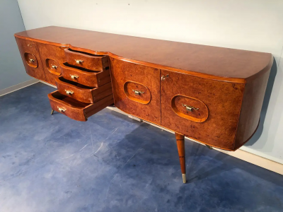Italian Mid Century Sideboard Honey Color in Birch Wood 1950s