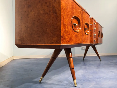 Italian Mid Century Sideboard Honey Color in Birch Wood 1950s