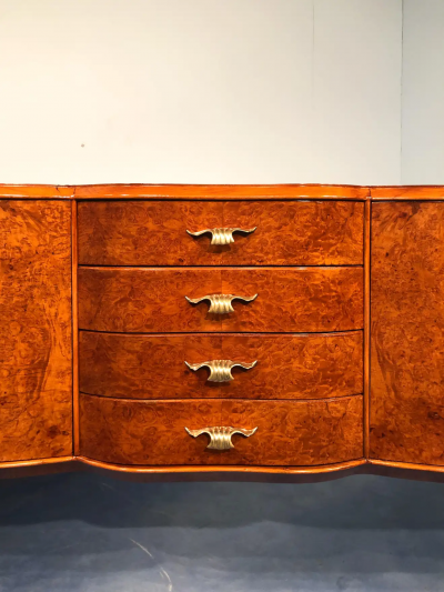 Italian Mid Century Sideboard Honey Color in Birch Wood 1950s