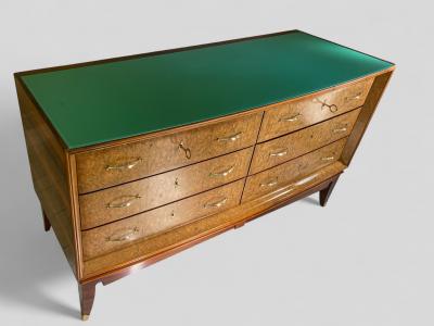 Italian Mid Century Sideboard or Chest of Drawers in Maple Root 1950s