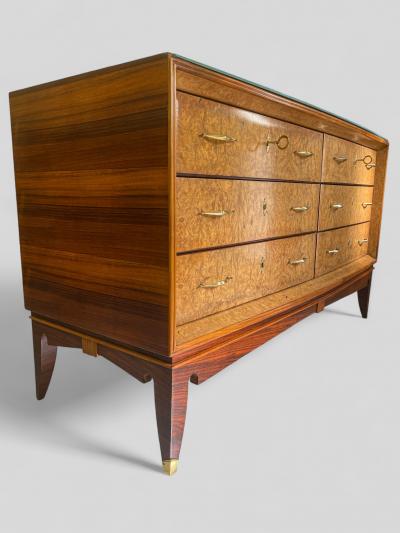 Italian Mid Century Sideboard or Chest of Drawers in Maple Root 1950s