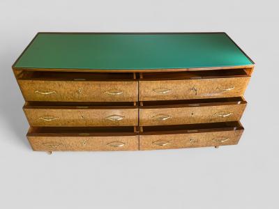 Italian Mid Century Sideboard or Chest of Drawers in Maple Root 1950s