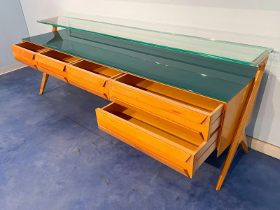 Italian Mid Century Sideboard or Vanity Dresser by Vittorio Dassi 1950s