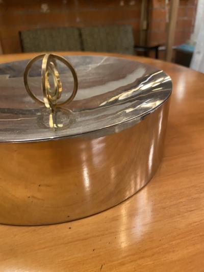 Italian Mid Century Silver Cookie Jar 1960s 
