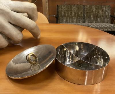Italian Mid Century Silver Cookie Jar 1960s 