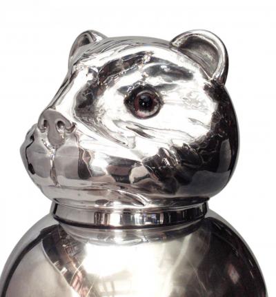Italian Mid Century Silver Plate Cat Humidor Jar