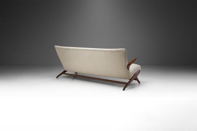 Italian Mid Century Sofa with Sculptrual Legs Italy 1950s