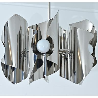 Italian Mid Century Space Age Chrome Chandelier