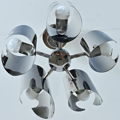 Italian Mid Century Space Age Chrome Chandelier