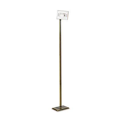 Italian Mid Century Tall Brass and Black Lacquer Torchiere
